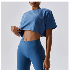 Loose Fit Short Sleeve Cropped Fitness Top