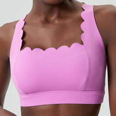 Wavy Trim Fitness Top with Cross Back Straps