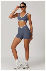 Fitness Set with Racerback Top and Shorts or Flared Trousers