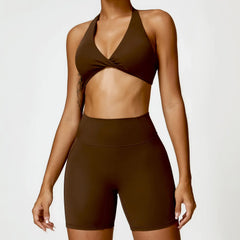 One-Shoulder Top and High-Waisted Shorts Fitness Set