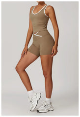 Fitness Set with Racerback Top and Shorts or Flared Trousers