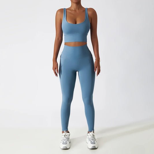 Fitness Set with Bustier Top and Shaping Shorts