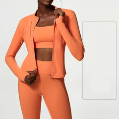 3-Piece Fitness Set with Jacket, Top and Leggings
