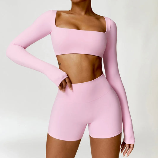Fitness Set with Long Sleeve Top and Leggings