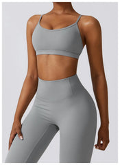 Fitness Set with Cut-Out Top and High-Waisted Leggings