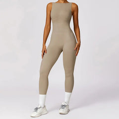 Long Athletic Jumpsuit with Open Back and Straps