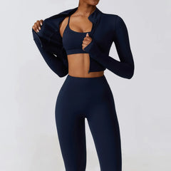 Fitness Set with Cut-Out Top and High-Waisted Leggings