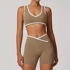 Fitness Set with Racerback Top and Shorts or Flared Trousers
