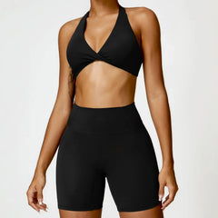 One-Shoulder Top and High-Waisted Shorts Fitness Set
