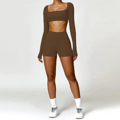 Fitness Set with Long Sleeve Top and Leggings