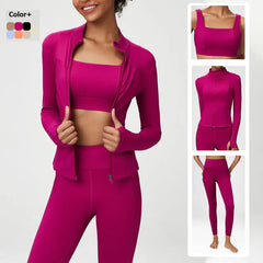 Women's Activewear Set with Top, Leggings and Jacket