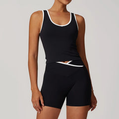 Fitness Set with Racerback Top and Shorts or Flared Trousers