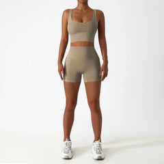 Fitness Set with Bustier Top and Shaping Shorts