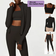 Women's Activewear Set with Top, Leggings and Jacket