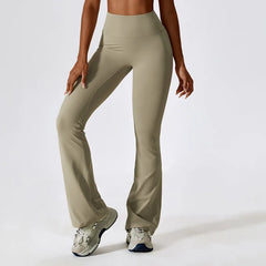 High-Waisted Flared Fitness Trousers with Strategic Cut-Out