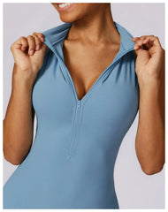 High-Neck Fitness Jumpsuit with Open Back