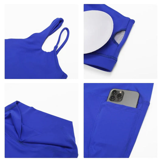 Fitness Set with Racerback Top and Shaping Shorts