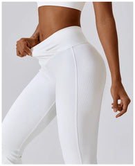 High-Waisted V-Neck Flared Fitness Trousers