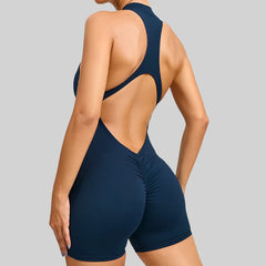Short Fitness Jumpsuit with Back Cut-Outs