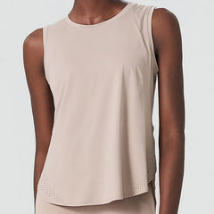 Fitness Tank Top with Round Neck and Straight Cut