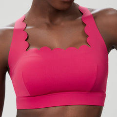 Wavy Trim Fitness Top with Cross Back Straps