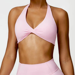 Twisted Front Halter Fitness Top