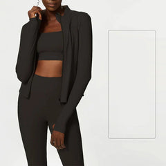 3-Piece Fitness Set with Jacket, Top and Leggings