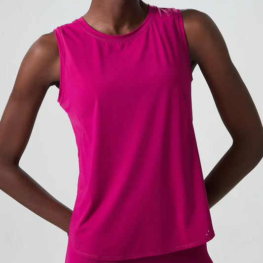 Fitness Tank Top with Round Neck and Straight Cut