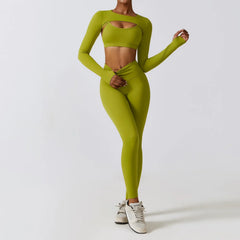 Fitness Set with Cut-Out Top and High-Waisted Leggings