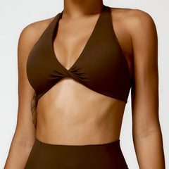 Twisted Front Halter Fitness Top