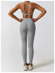 Fitness Set with Cut-Out Top and High-Waisted Leggings