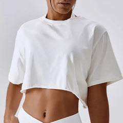 Loose Fit Short Sleeve Cropped Fitness Top