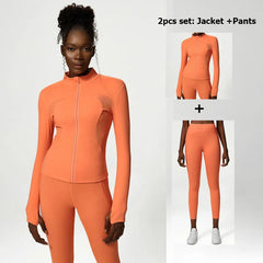 Women's Activewear Set with Top, Leggings and Jacket