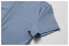 Short-Sleeve Zip-Front Fitness Jumpsuit