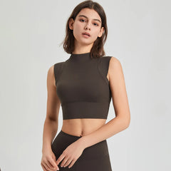 Cropped Fitness Ribbed Vest – High Neck and Nipped Waist