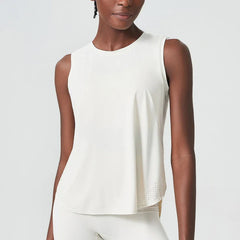 Fitness Tank Top with Round Neck and Straight Cut