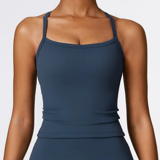 Fitness Jumpsuit with Slim Straps and Straight Neckline – Soft and Lightweight Fabric