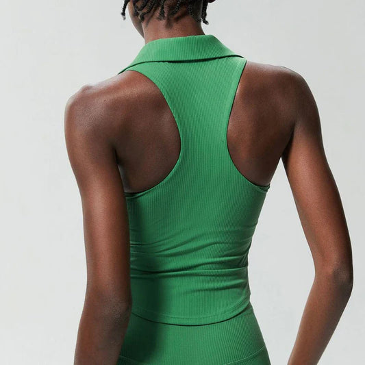 Polo Neck Fitness Top with Racerback Cut