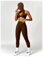 One-Shoulder Top and High-Waisted Shorts Fitness Set