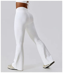High-Waisted V-Neck Flared Fitness Trousers