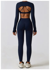 Fitness Set with Cut-Out Top and High-Waisted Leggings
