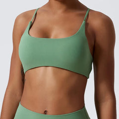 Cross-Back Tie Fitness Top with Thin Straps