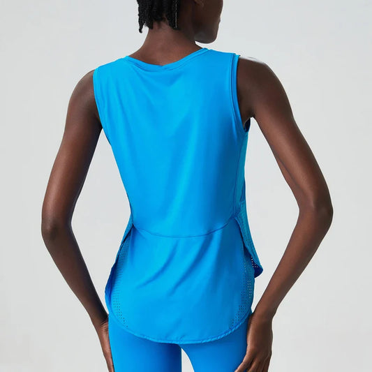 Fitness Tank Top with Round Neck and Straight Cut