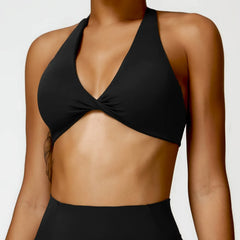 Twisted Front Halter Fitness Top