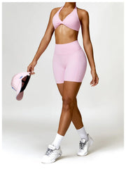 Twisted Front Halter Fitness Top